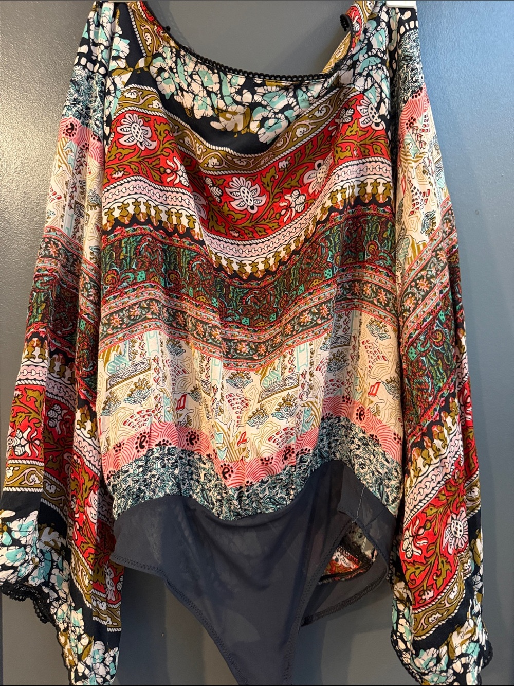 Free People Boho Multicolor Printed Women's Blouse Bodysuit